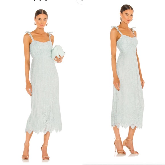 Jonathan Simkhai Bonnie Silk Lace Tie Strap Bustier Midi Dress in